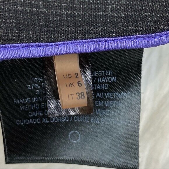 T‎ Tahari Women’s Grey Plaid Semi Flare Bottom Career Wool Trousers 2/W29/L33 - Picture 9 of 14